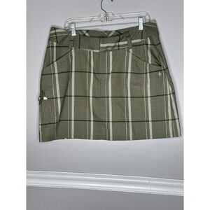 Smartwool Plaid Mini Skirt Merino Wool Blend Green Size 14 Sporty Golf
